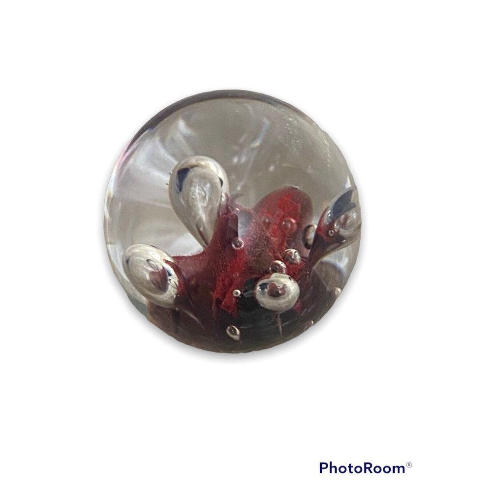 Caithness Art Glass Scotland Miniature RED‎ MOONFLOWER Paperweight